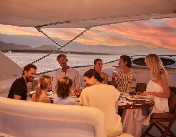 Dinner at sunset on deck